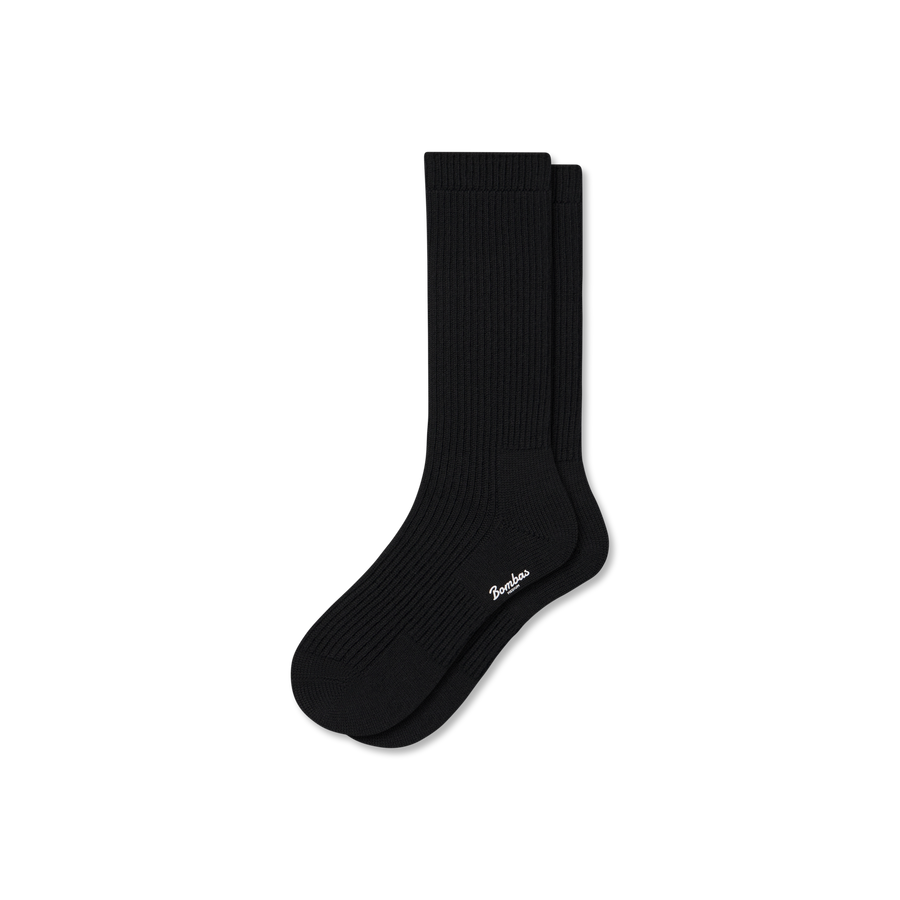 Women's Merino Cashmere Blend Fine Rib Calf Socks - Studio Ankle Pair
