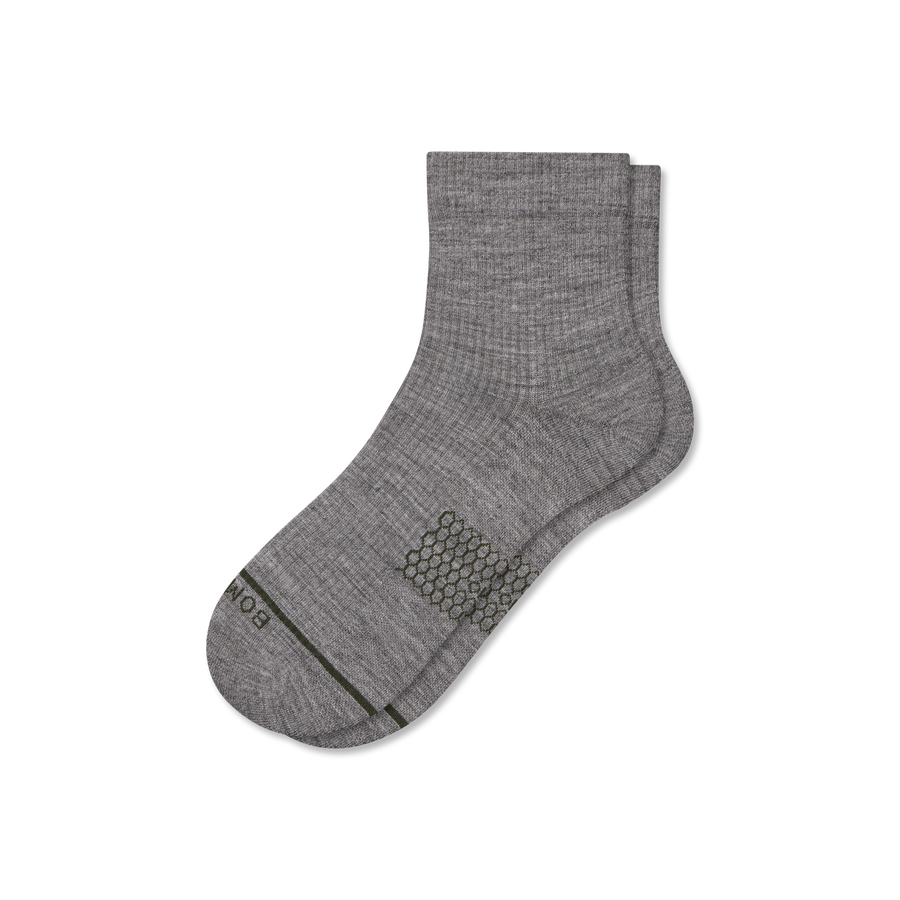 Men's Merino Wool Blend Modern Rib Quarter Socks - Classic Ankle Comfort
