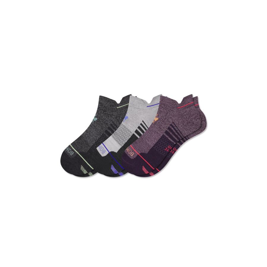 Men's Merino Wool Blend Run Ankle Sock 3-Pack - Modern Low Cut Cushion