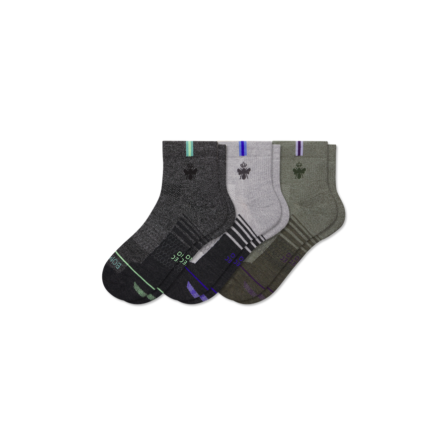 Women's Merino Wool Blend Run Quarter Sock 3-Pack - Outdoor Low Cut Support