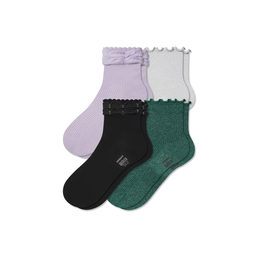 Wicked x Bombas Ruffle Quarter Sock 4-Pack - Soft Shift Move