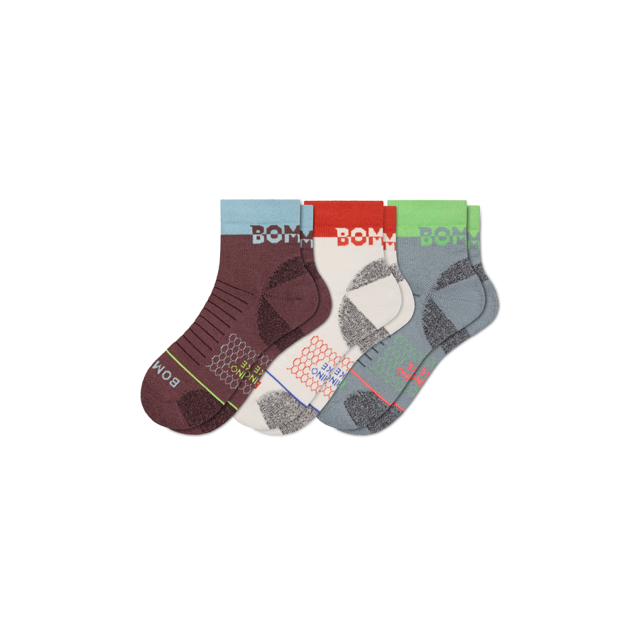 Women's Merino Wool Blend Hiking Quarter Sock 3-Pack - Daily Everyday Comfort
