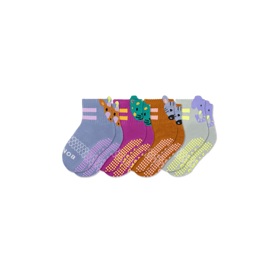 Toddler Safari Stripe Gripper Calf Sock 4-Pack - Easy Hike Pair