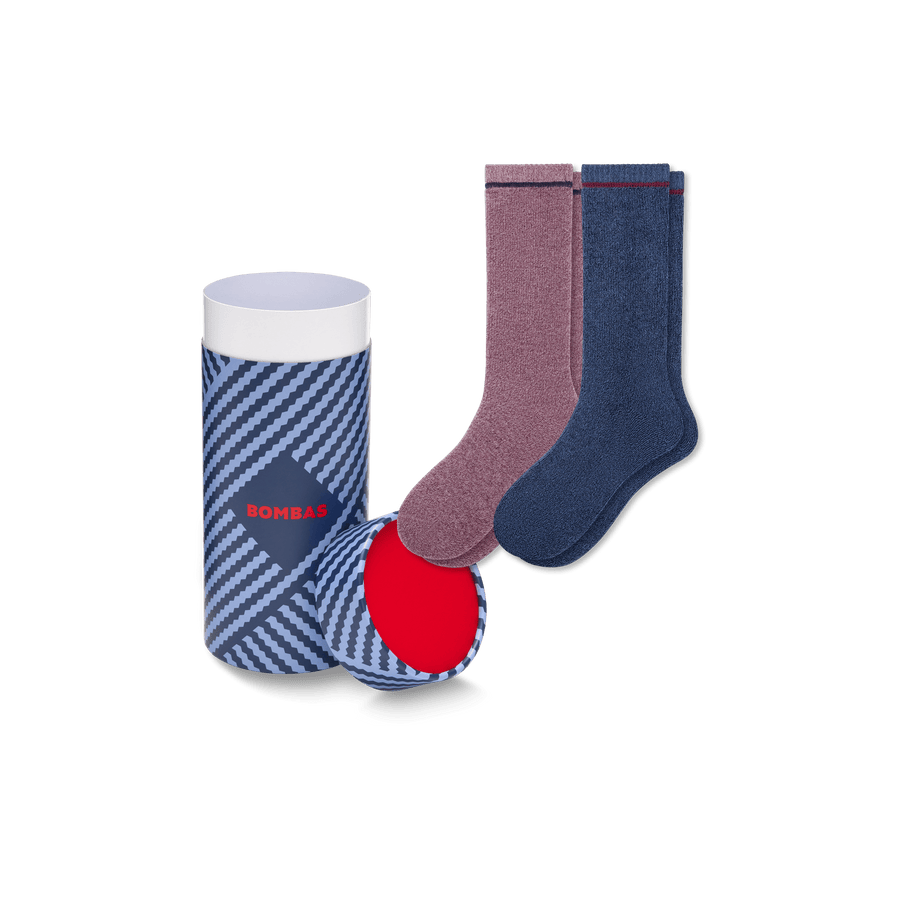 Men's Merino Wool Blend Cozy Sock 2-Pack Gift Box - Carry Utility Storage