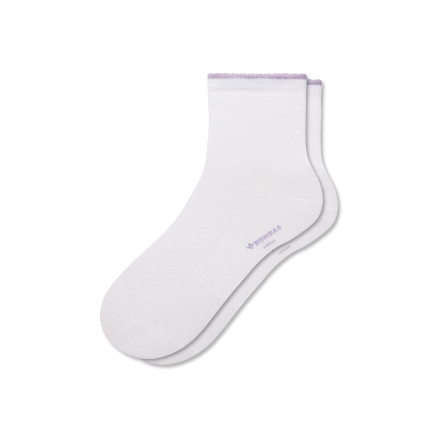 Women’s Scallop Cuff Quarter Socks - Classic Hike Step