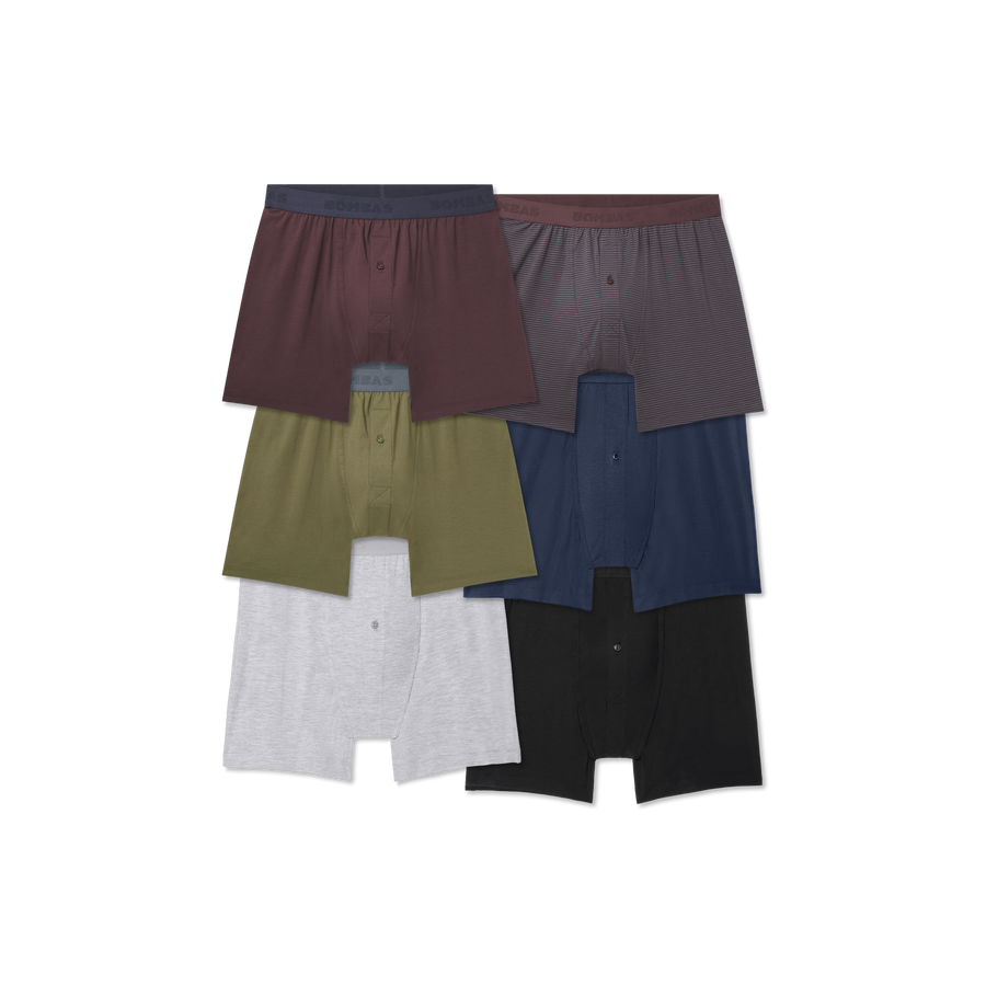 Men's Cotton Modal Blend Boxer 6-Pack - Seamless Lounge Support