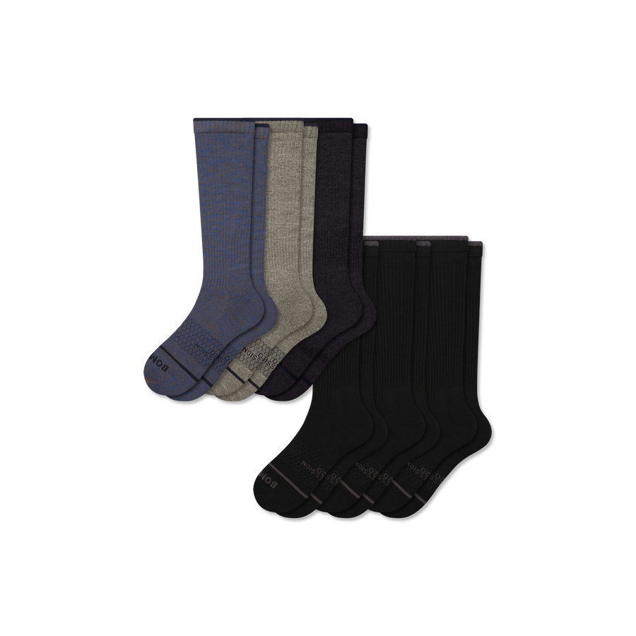 Women's Merino Wool Blend Everyday Compression Sock 6-Pack (15-20mmHg) - Steady Recovery Hold