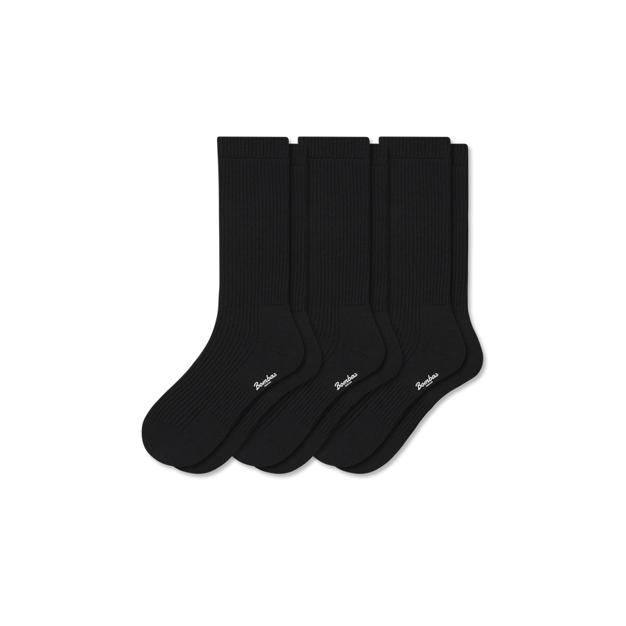 Women's Merino Cashmere Blend Fine Rib Calf Sock 3-Pack - Classic School Cushion