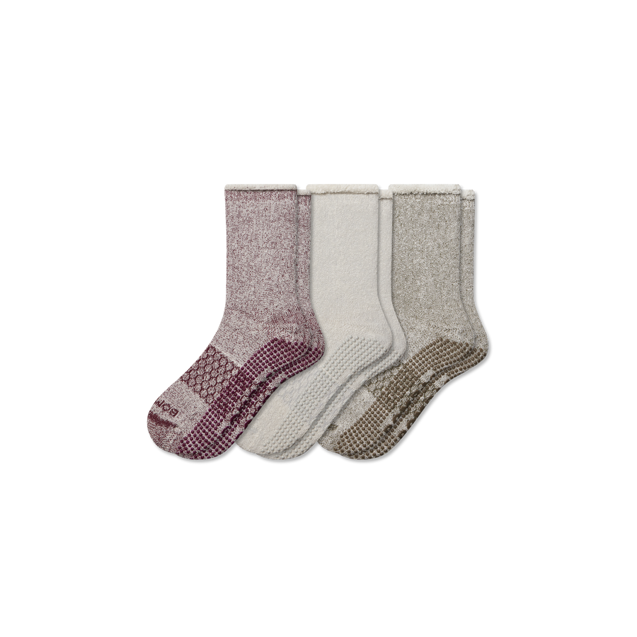 Men’s Roll-Top Merino Blend Gripper House Sock 3-Pack - Cozy Crew Wear