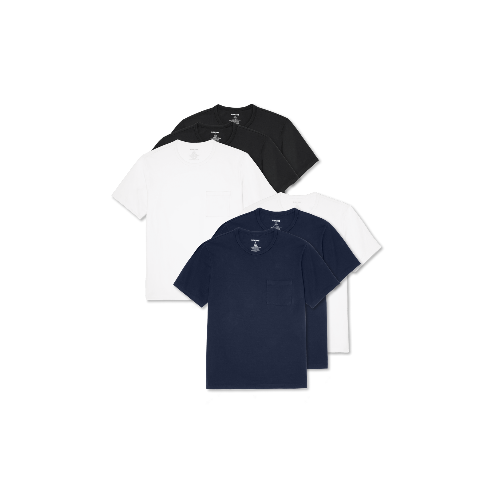 Men's Premium Weight Pocket Crew Neck T-Shirt 6-Pack - Dark Navy Mix L