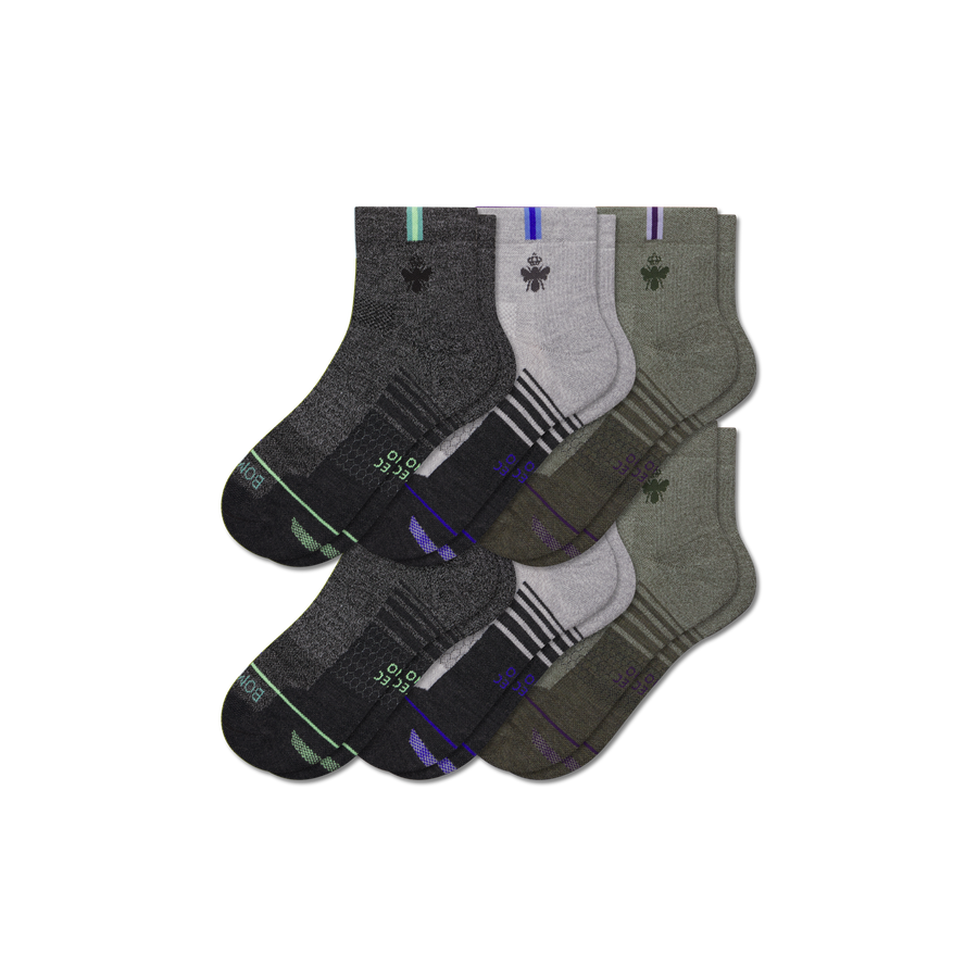 Men's Merino Wool Blend Run Quarter Sock 6-Pack - Weekend Office Support