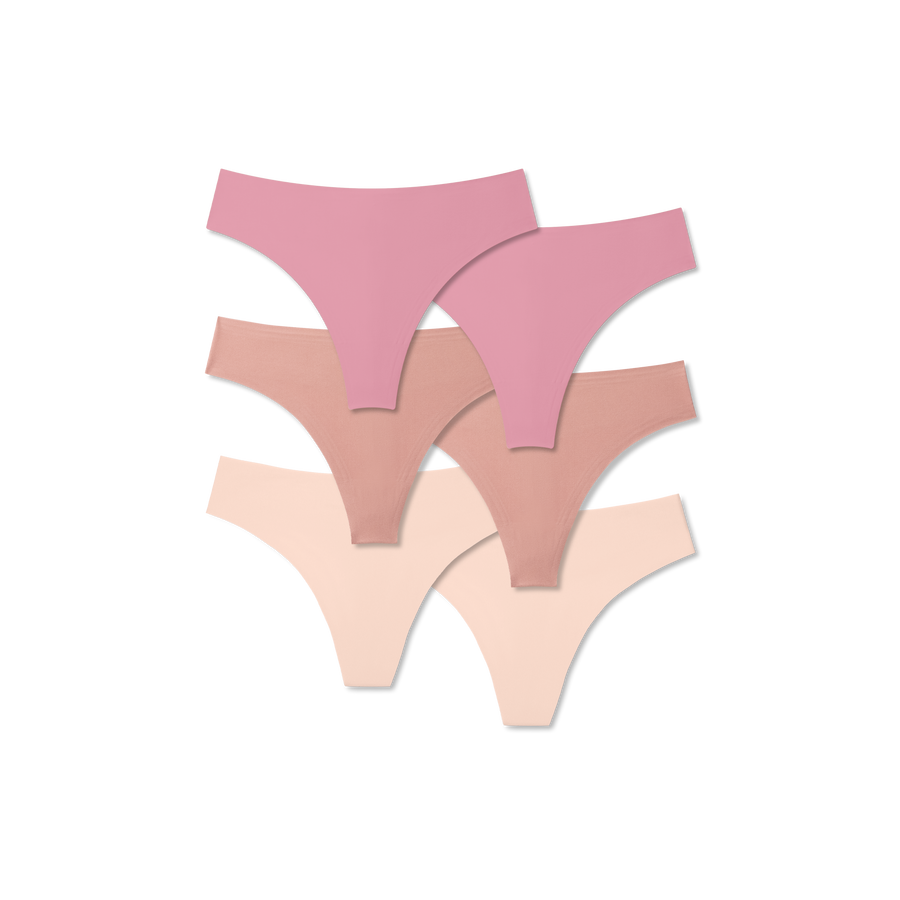 Women's No Show Thong 6-Pack - Stretch Lounge Support